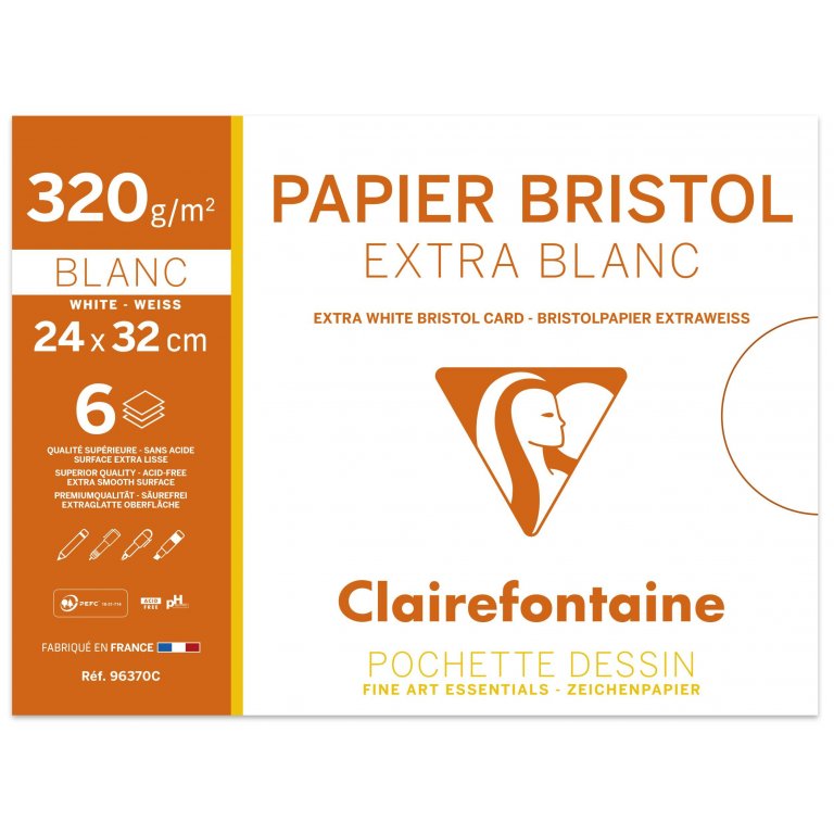 Clairefontaine Bristol Zeichenkarton weiß, 320g/m²