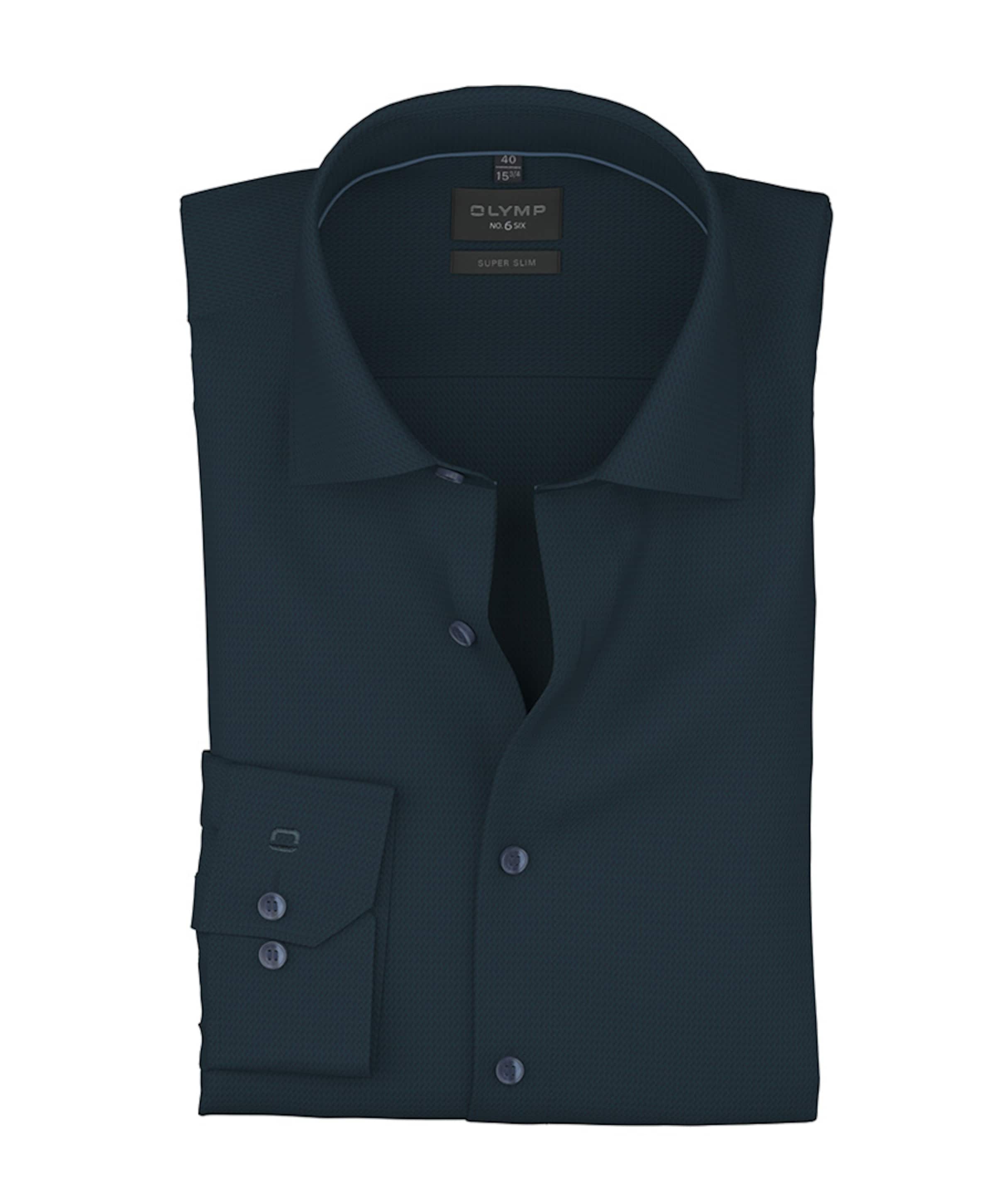 Olymp no6 Heren overhemd extra lange mouw blauw