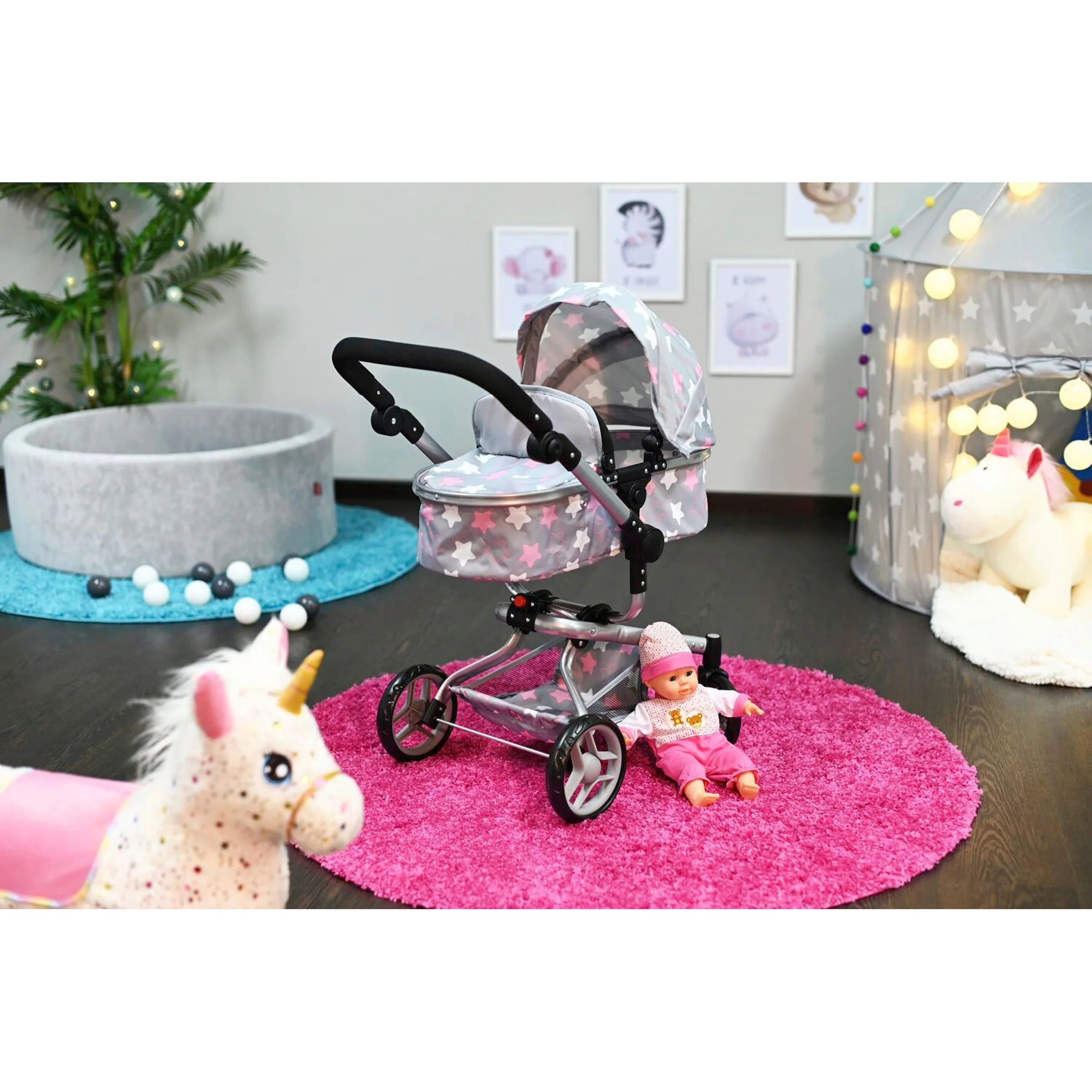 Knorrtoys Puppenwagen Boonk Star grey pink