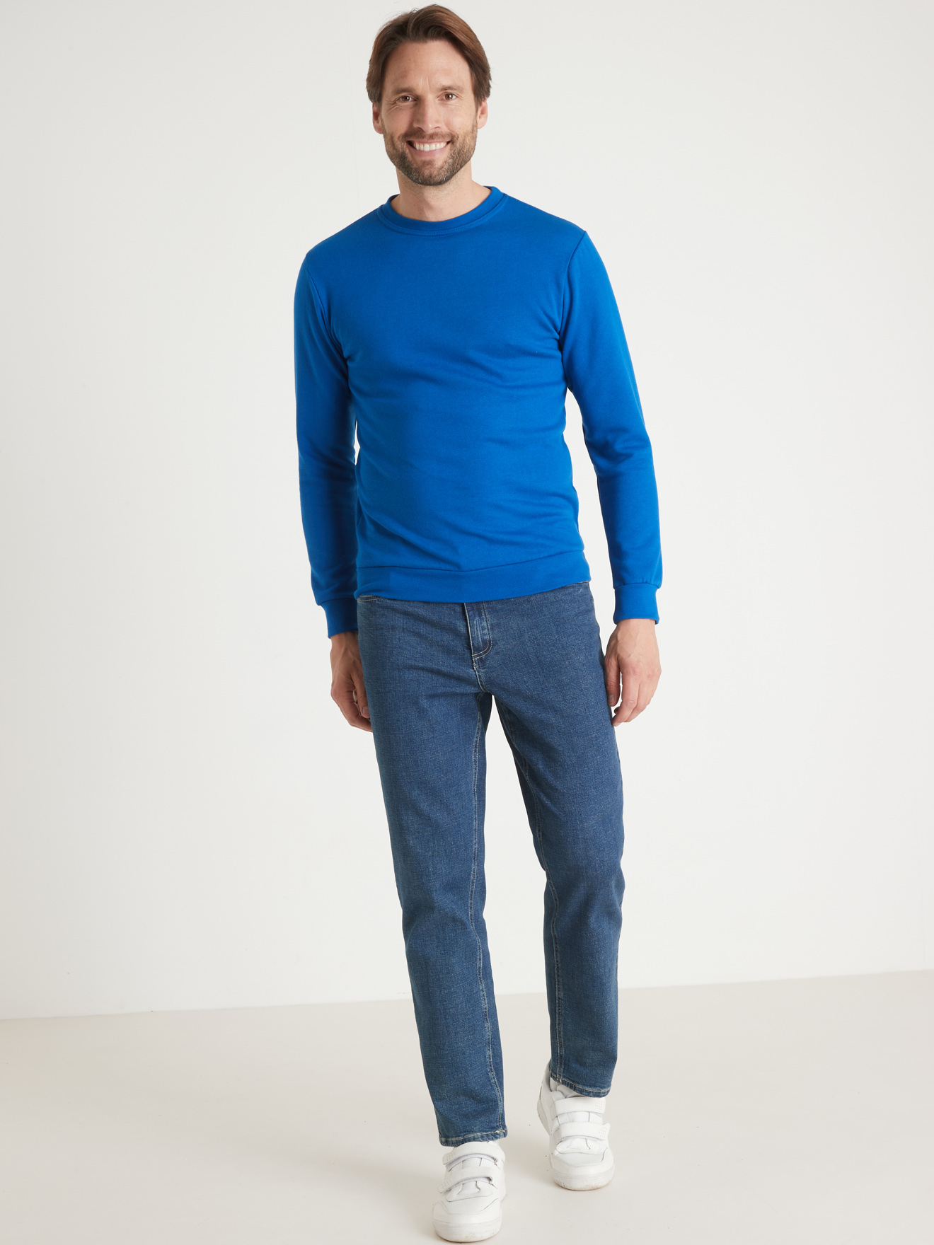 Sweat-shirt molleton encolure ronde