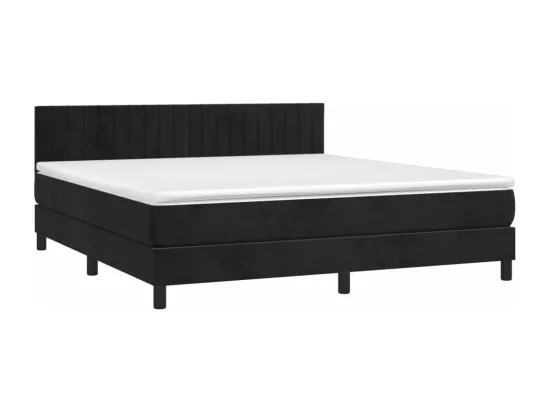Sommier tapissier avec matelas et LED Noir 180x200 cm Velours