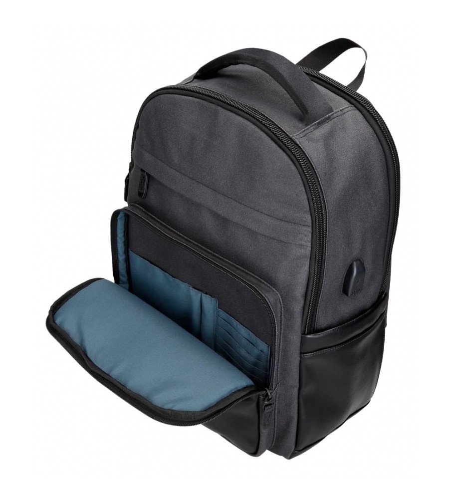 Mochila para laptop Pepe Jeans Grays com dois compartimentos, preta.