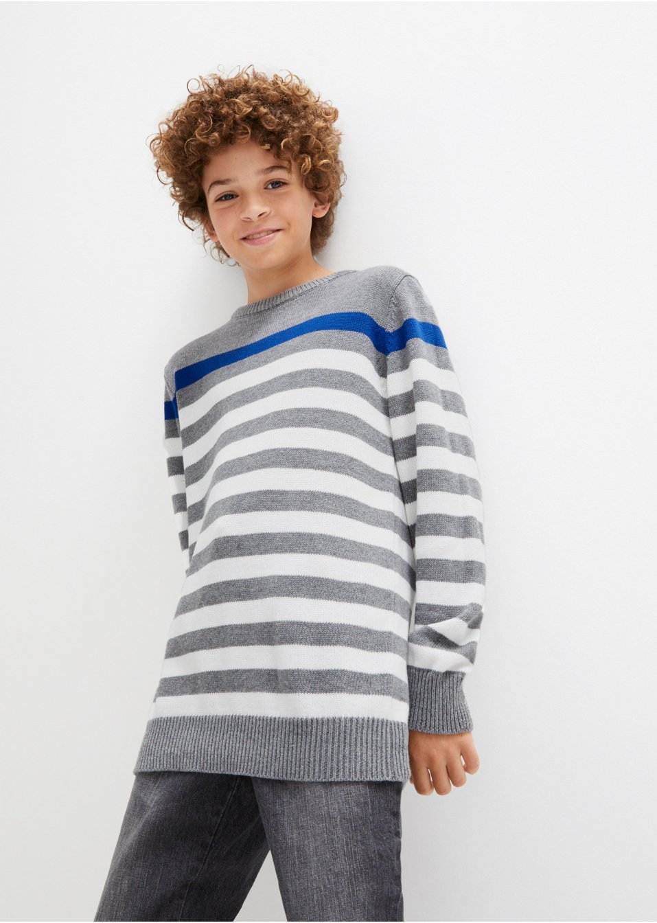 Pull en maille coton à rayures garçon