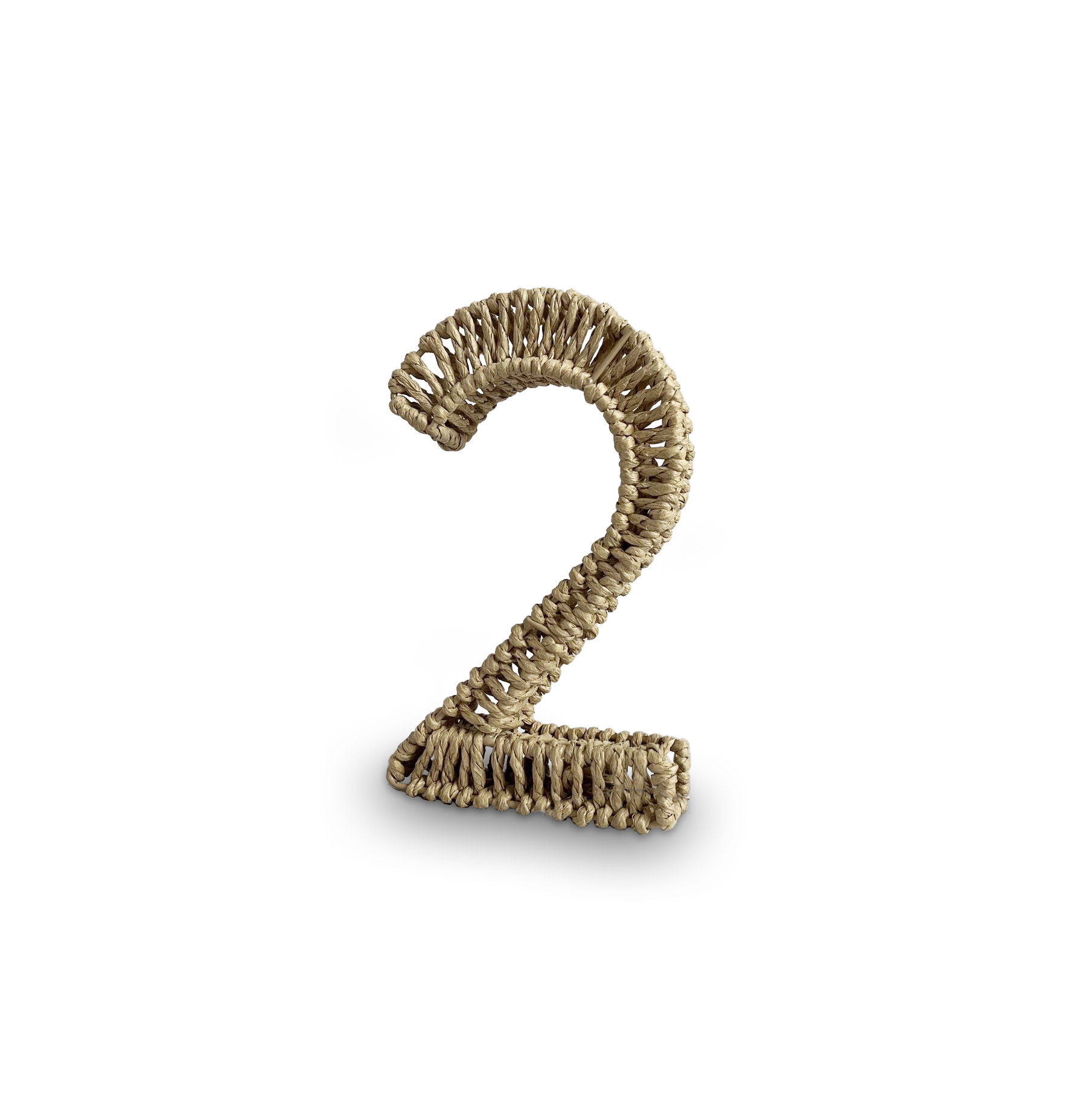 Zahl '2' aus Papiergeflecht, braun, H 20,5 cm, B 12,5 cm, L 3,5 cm von fischer's lagerhaus