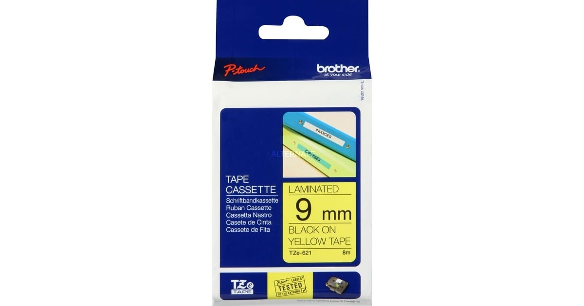 BrotherLabel tapecassette TZE-621 printlint  (9 mm, zwart op geel)