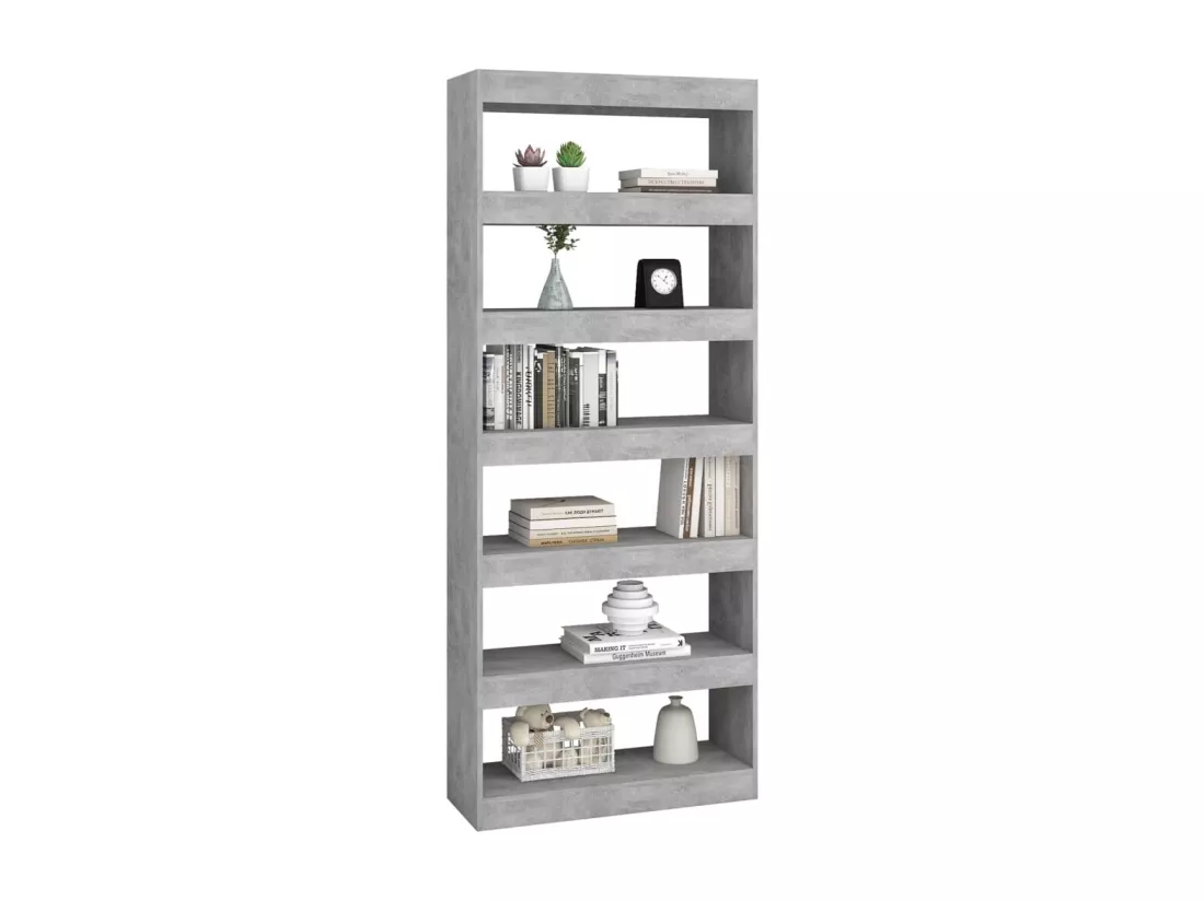 Bibliothèque/Séparateur de pièce Gris béton Bois d'ingénierie