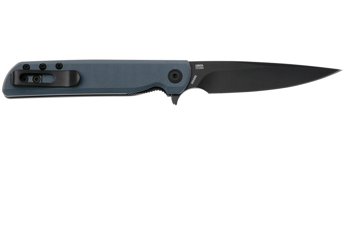 CRKT LCK  Drop Point 3801KN Black Oxide 14C28N, Gray G10, zakmes, Matthew Lerch design