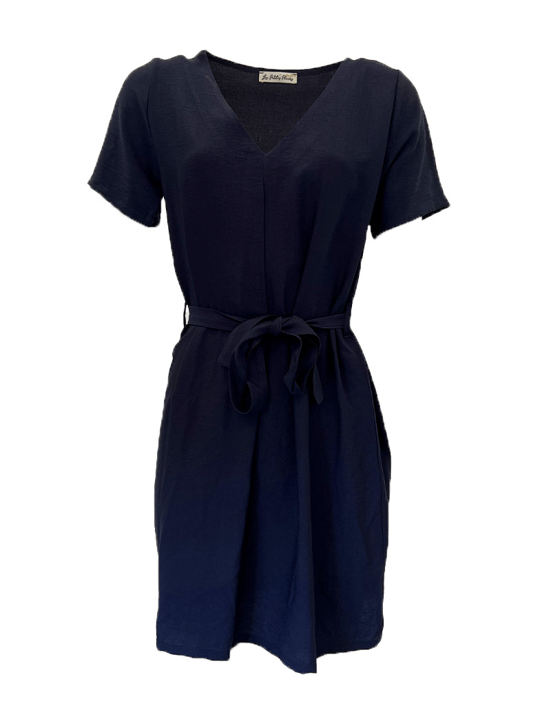 LES PETITES FLEURS ROBE CARMEN MANCHES COURTES MARINE