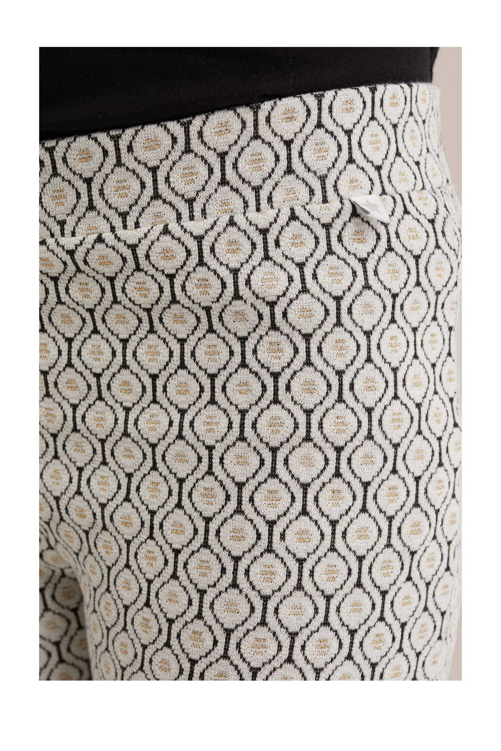 WE Fashion flared broek met all over print blanc