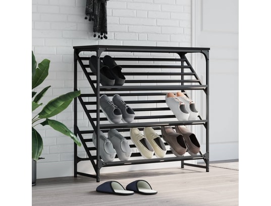 VIDAXL - étagère à chaussures noir 90x30x85 cm bois d'ingénierie