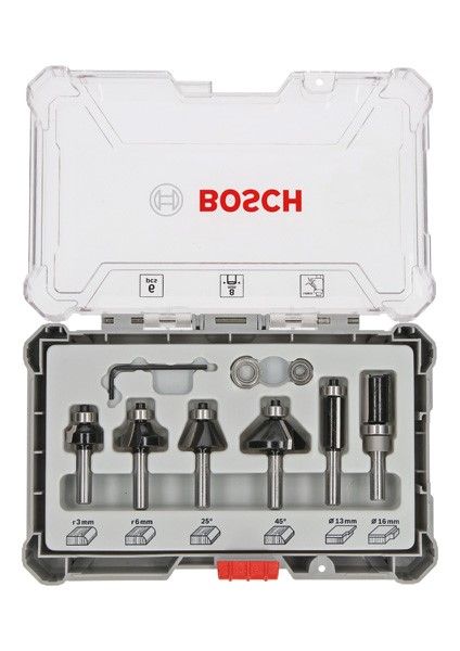 Bosch 2607017469 6-delige kantenfreesset met schacht van 8 mm (6 stuks)
