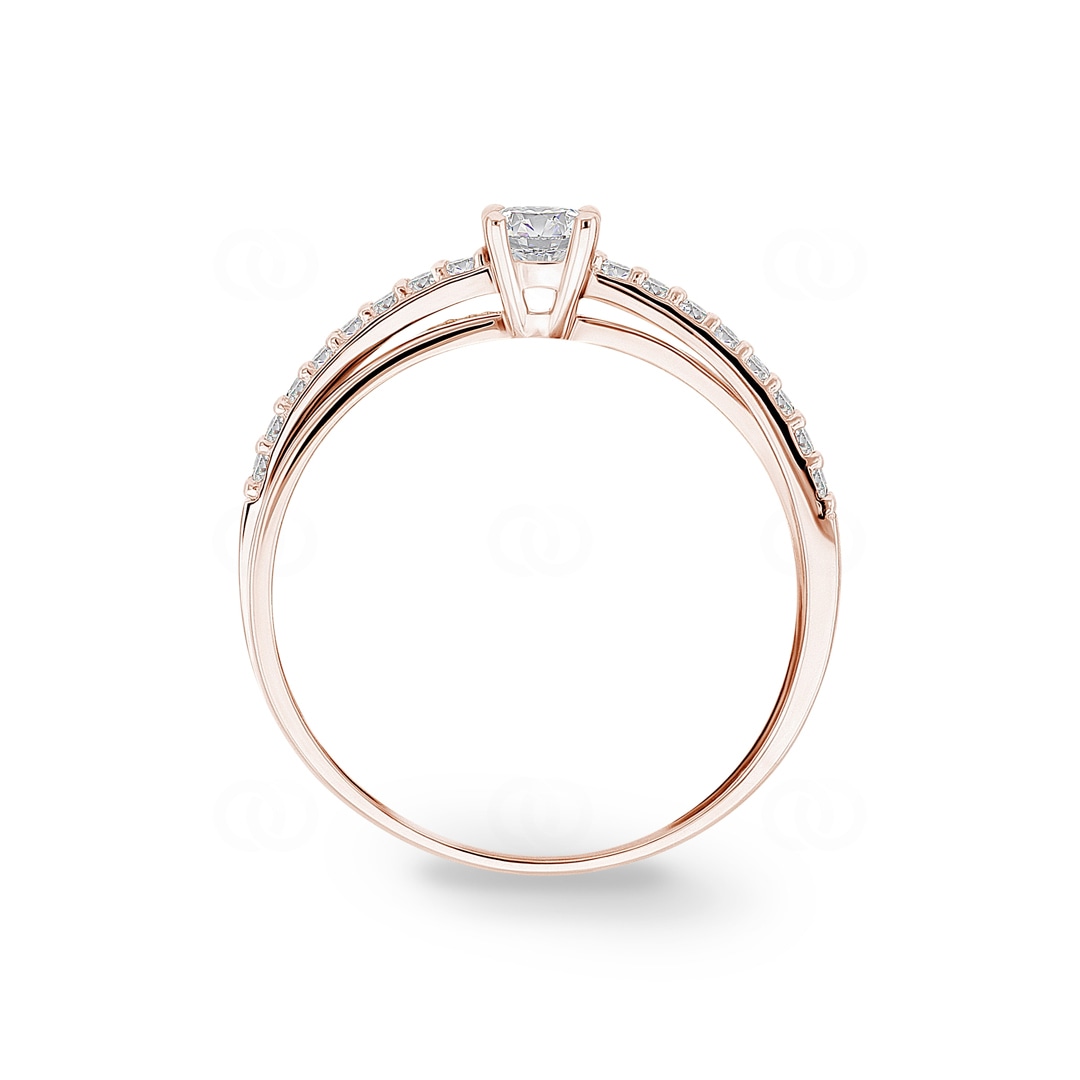 Pavé Solitärring 375/9 K Roségold mit Zirkonia