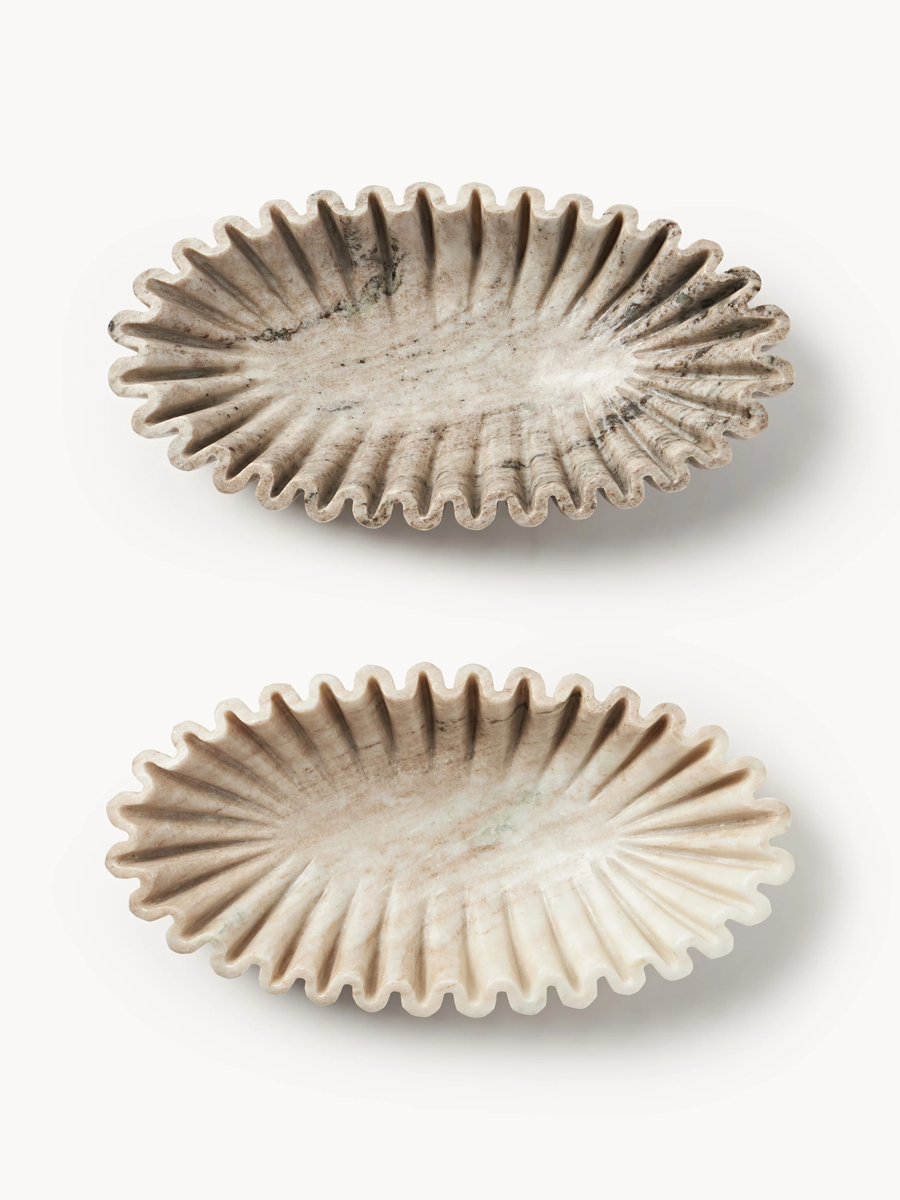 Handgemaakte ovale decoratieve schaal Santorini van marmer, B 35 cm