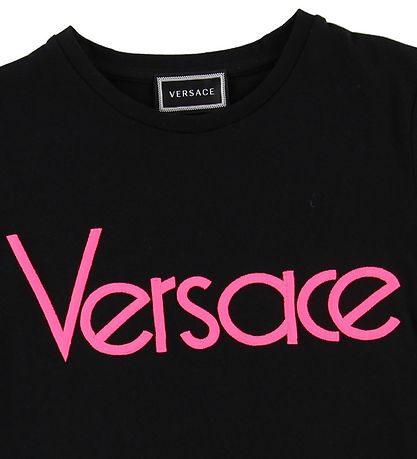 Versace T-Shirt - Schwarz/Neonpink m. Text