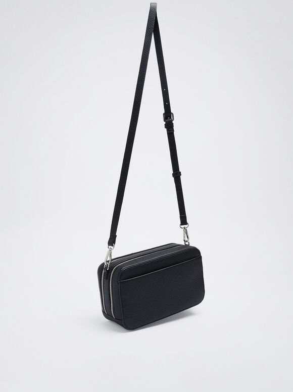 Bolsa transversal com alça trançada - Preta