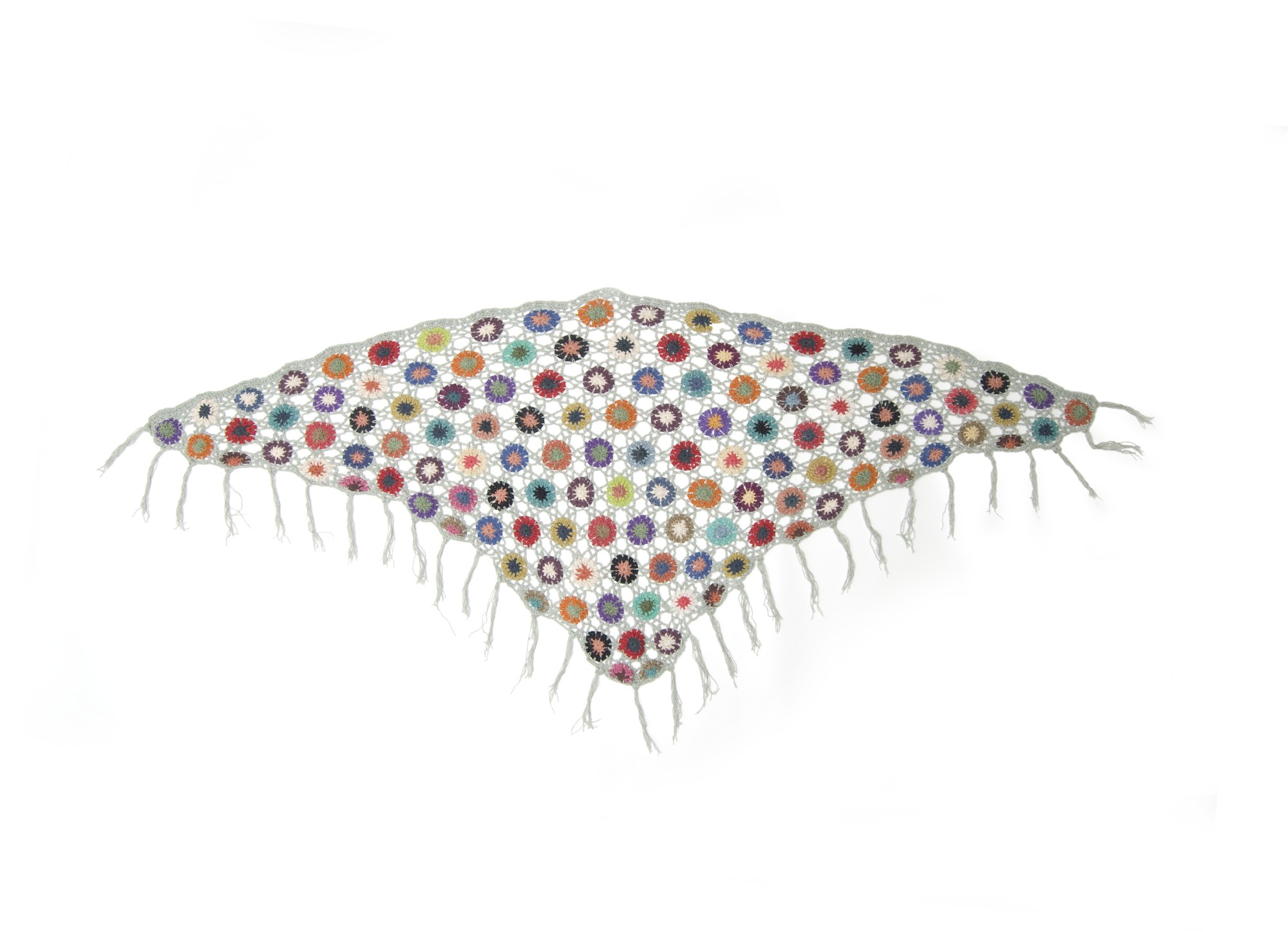 Dreieckiges Häkeltuch, grau/multicolor, L 165 cm, B 85 cm günstig bestellen