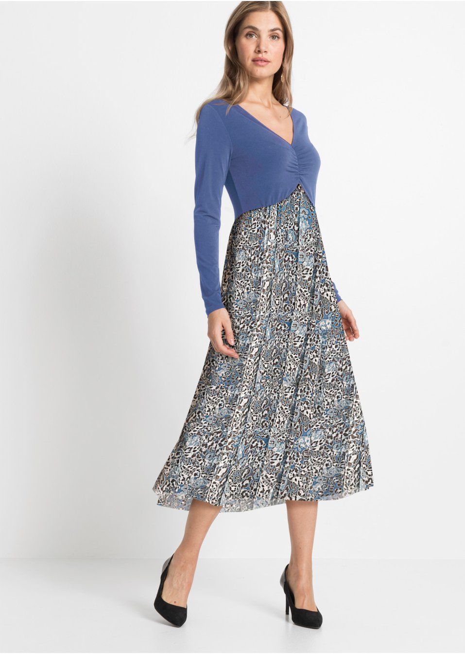 Robe midi avec jupe en mesh