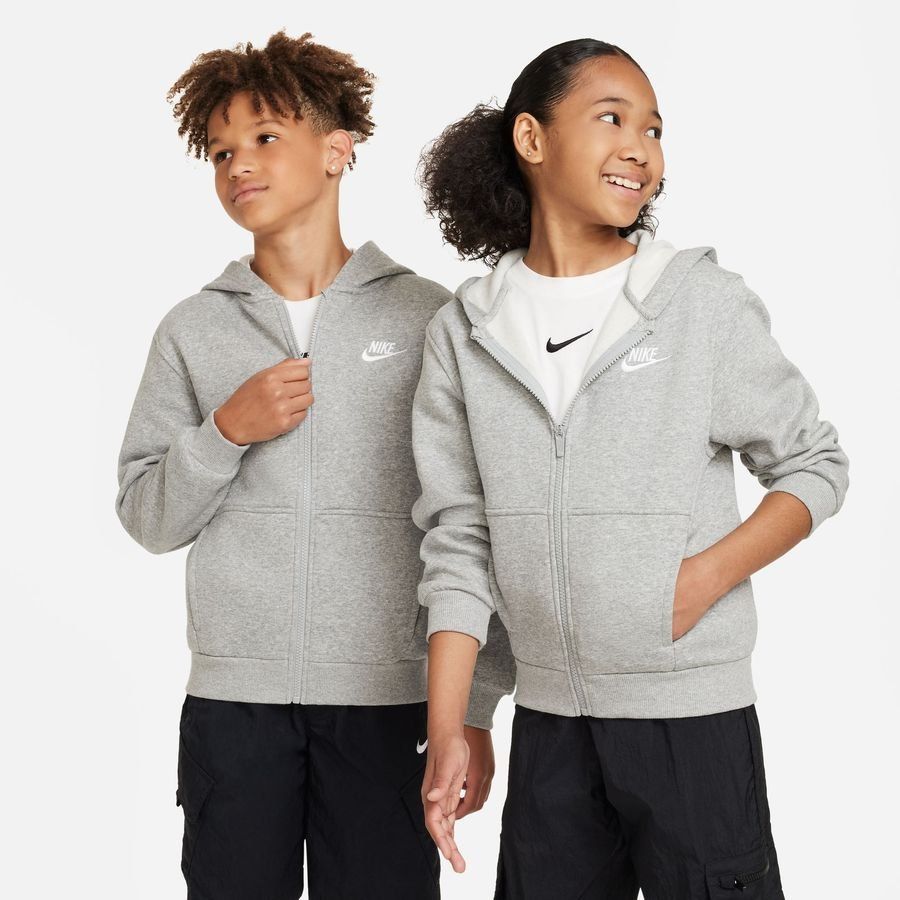 Nike Sweat à Capuche NSW Club Fleece Full Zip - Gris/Blanc Enfant
