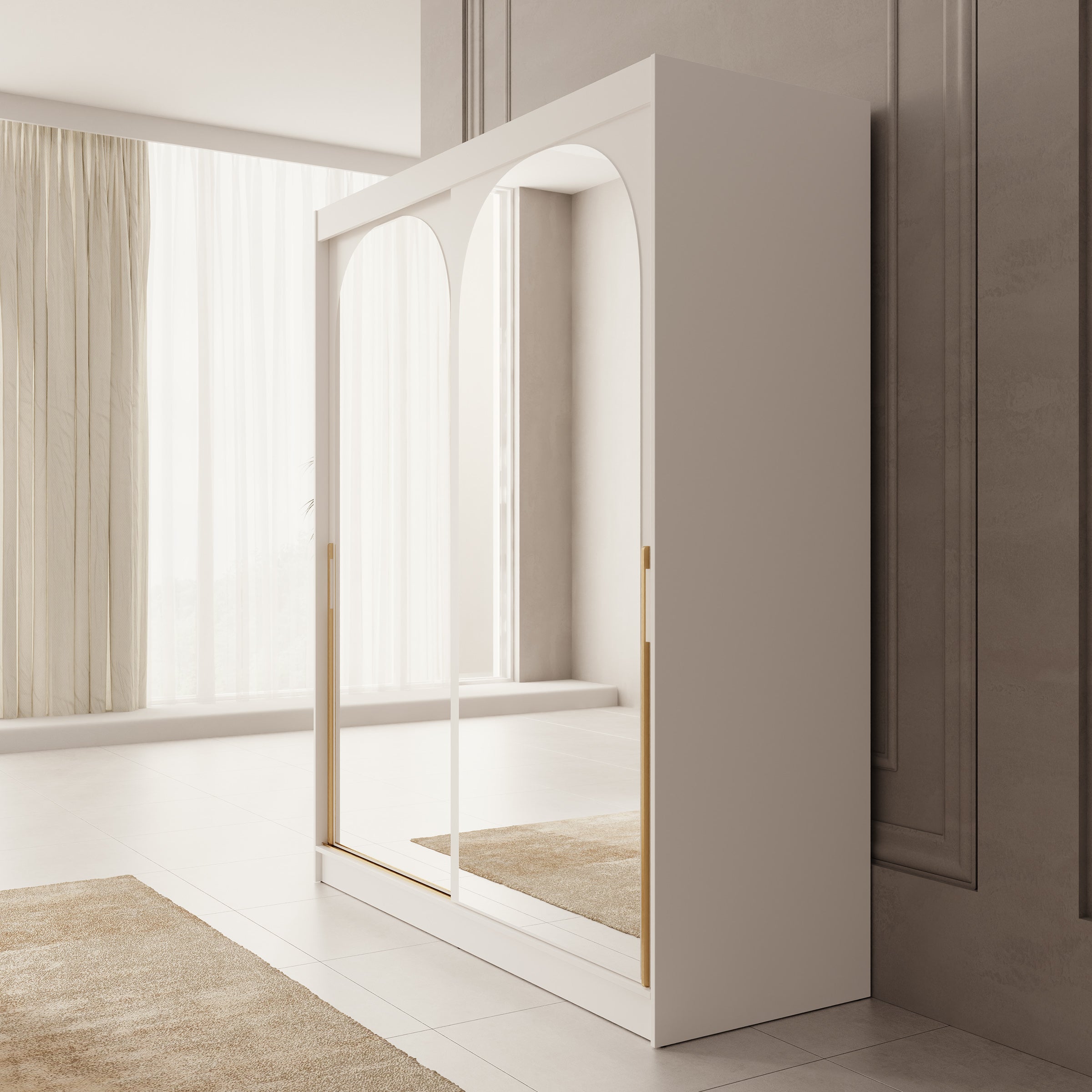 Moniq - Kledingkast met 2 schuifdeuren - Wit - 180x65x215 cm