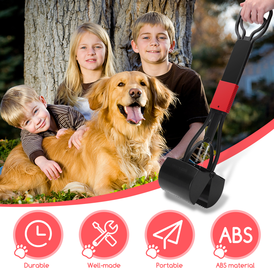 Pá coletora de fezes de cachorro Nobleza, dobrável, com 66 cm de comprimento, ideal para remover fezes de cães de jardins internos e externos.