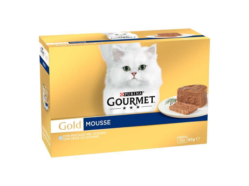 COMIDA HÚMIDA PARA GATO GOURMET GOLD MOUSSE COM PEIXE DO OCEANO 12X85G