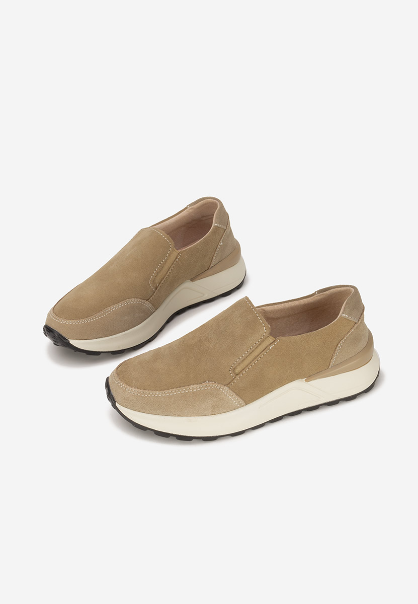 Chaussures casual femme en cuir beige Olinia