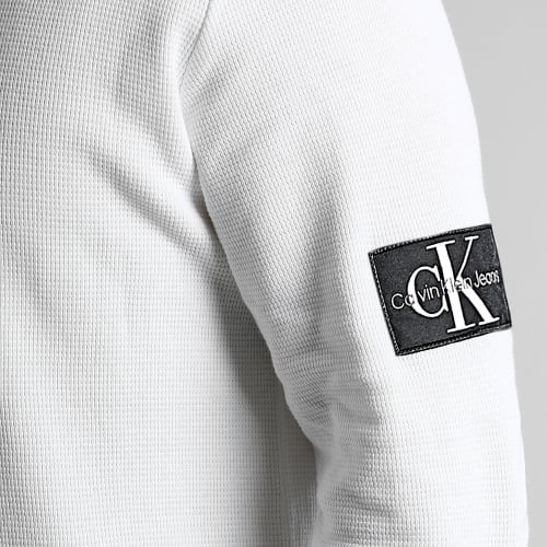Sweat Crewneck Monogram Badge Waffle 3485 Blanc