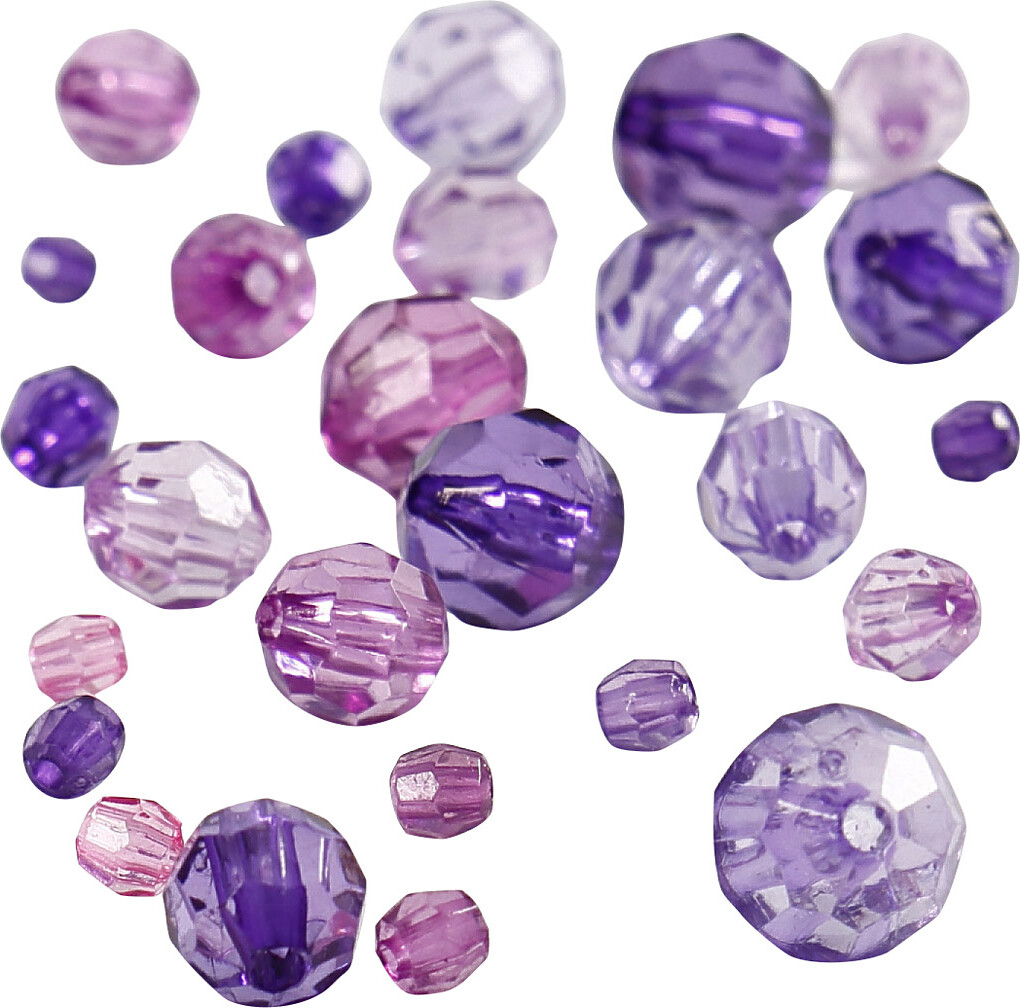 Harmoni Facetperlemix - Str. 4-12 MM - Hulstr. 1-2,5 MM - Lilla - 45 G