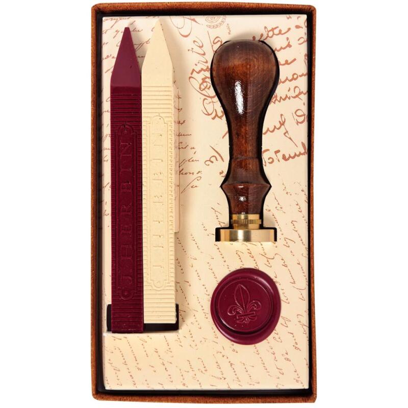 SET SCEAU + 2 BATONS CIRE FLEUR DE LYS - Fleur de lys