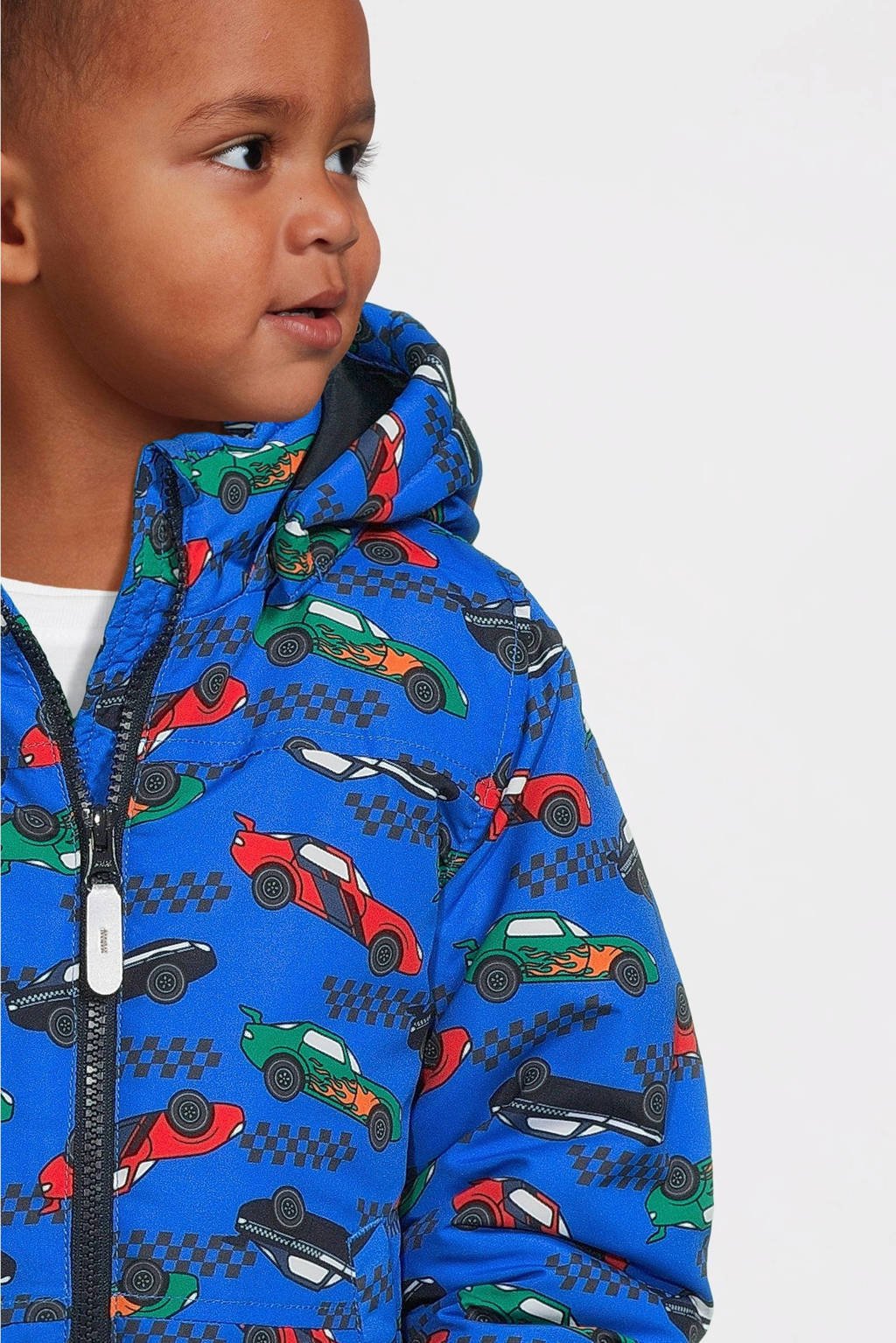 NAME IT winterjas NMMMAX met all over print hardblauw/rood/groen