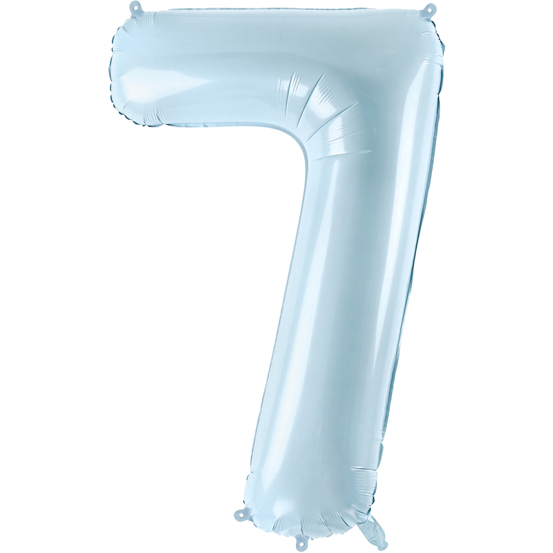 Partydeco Folienballon Zahl 7, hellblau