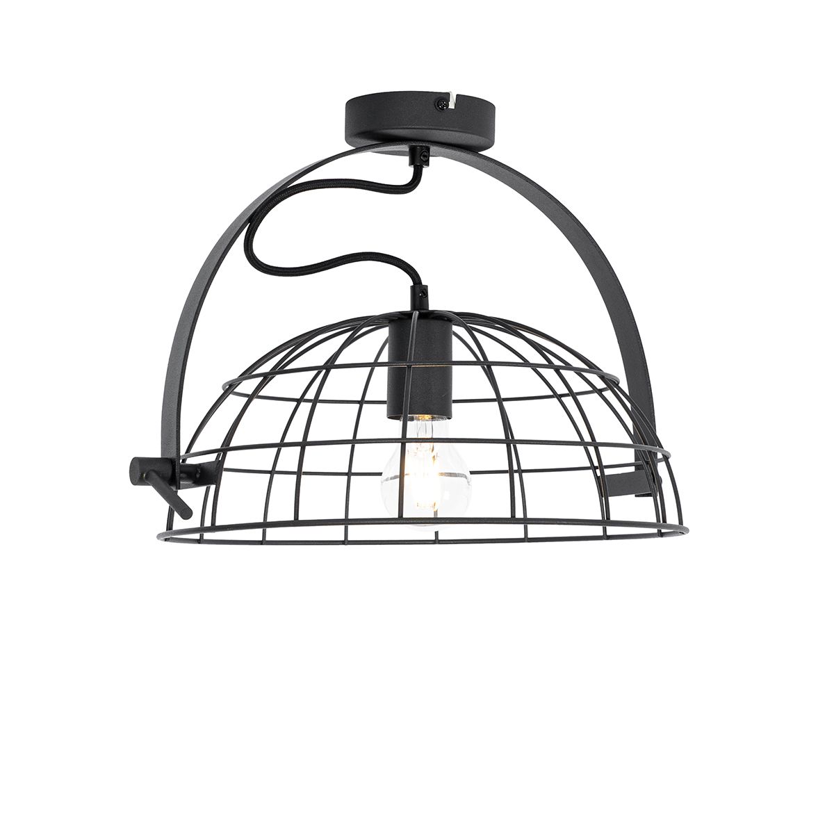 Industriële plafondlamp zwart 35 cm verstelbaar - Hanze