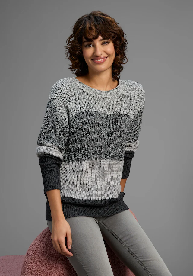 Laura Scott Streifenpullover , Übergangspullover aus Baumwolle mit Melangeoptik - NEUE KOLLEKTION