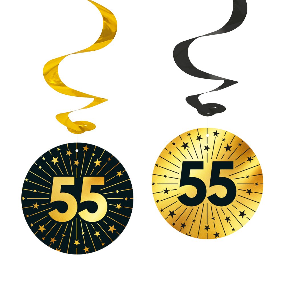 55 Jaar Hangdecoratie Goud Zwart 95cm 4st