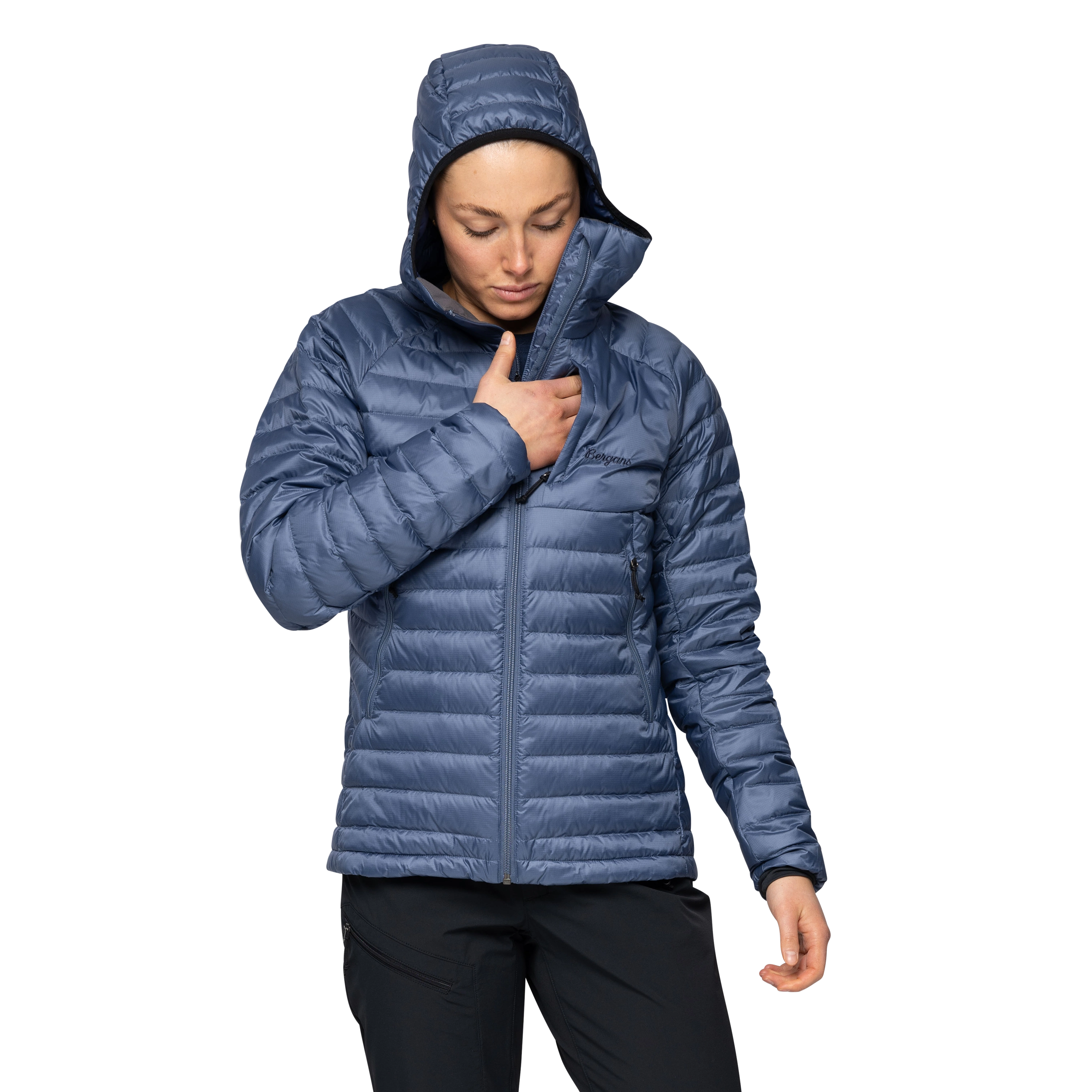 Vaagaa Light Down Jacket Hood Women Granite Blue