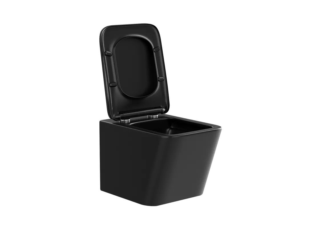 Pack WC suspendu noir mat avec bâti-support décoratif - CLEMONA