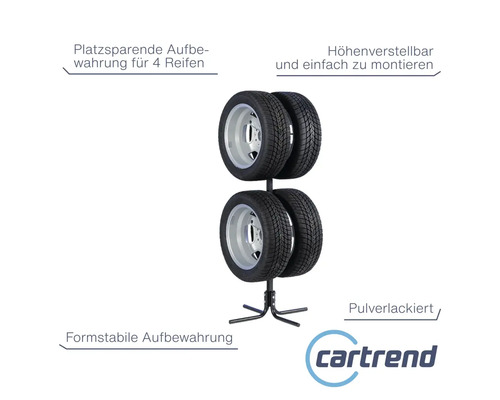 Velg- en bandenboom, bandenstandaard voor vier banden
