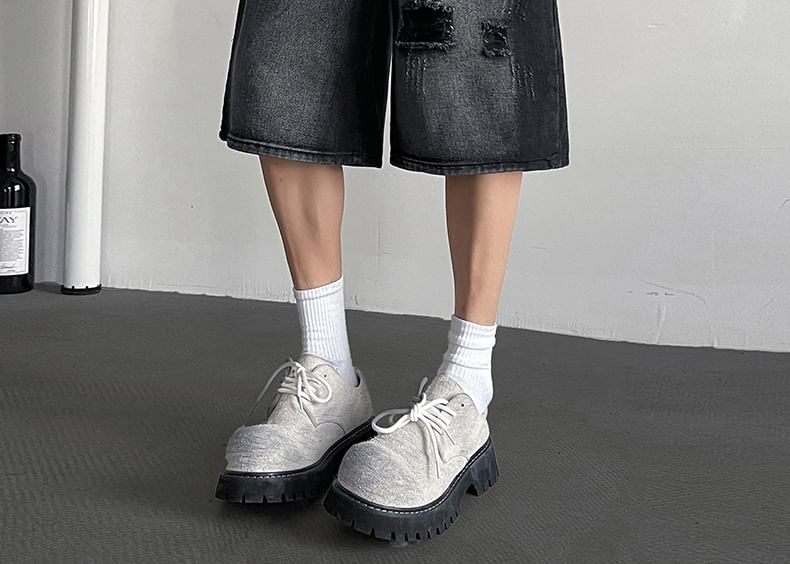 AXEN - Mid Rise Distressed Washed Capri Loose Fit Jorts