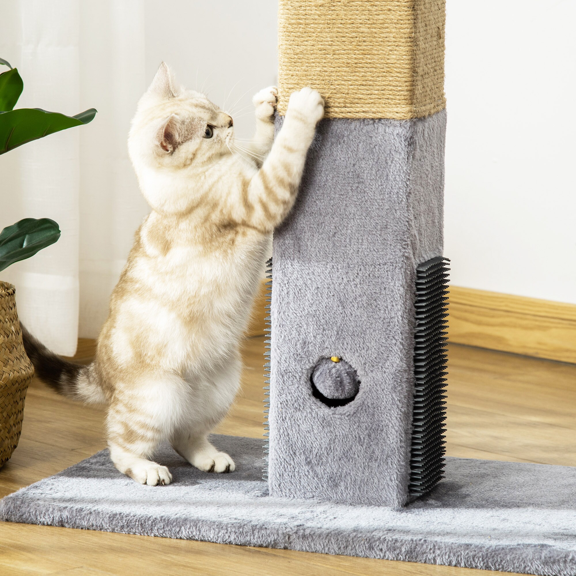 PawHut Kratzbaum geeignet für Katzen unter 5 kg grau 59,5L x 39B x 79H cm