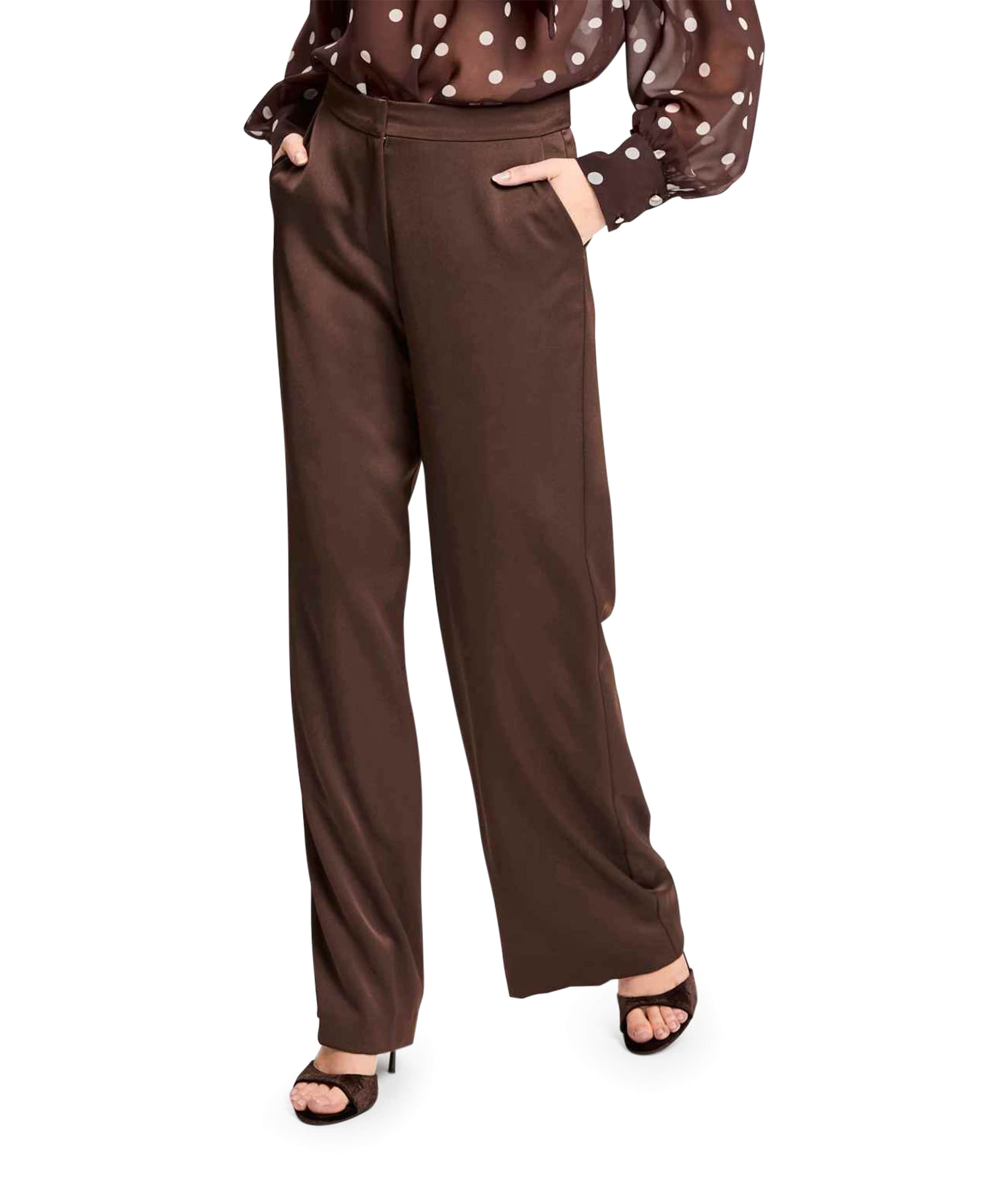 Swing Satin mit geradem Bein dames pantalon bruin