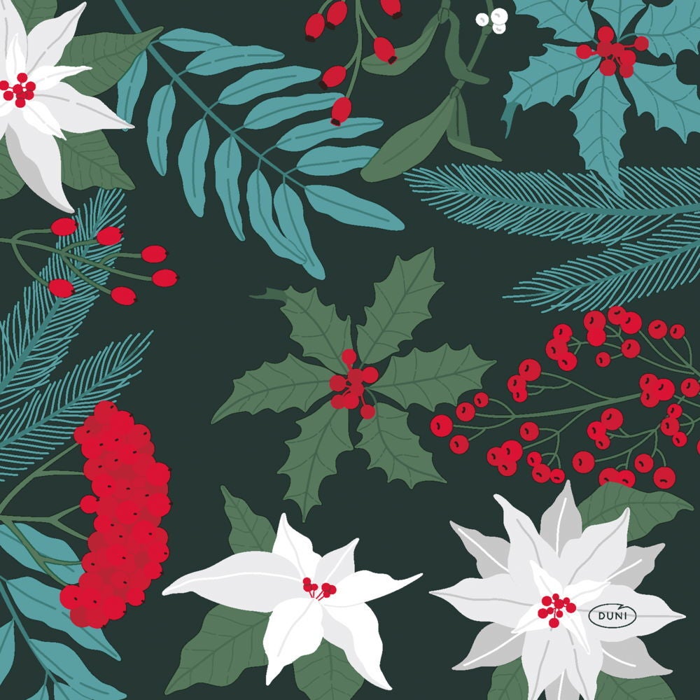 Duni servet Xmas Garden groen 33 x 33 cm 20 stuks