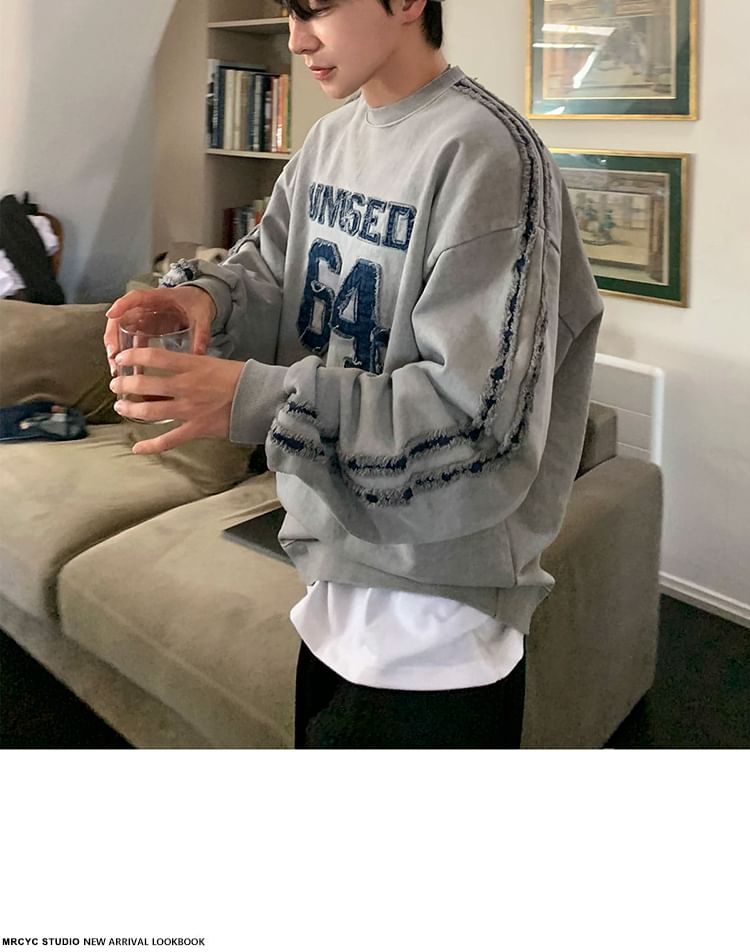 MRCYC - Sweatshirt met ronde hals en geborduurde letters in distressed-stijl