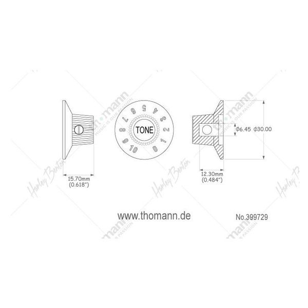 Harley Benton Parts 72 Style Knops Tone BK