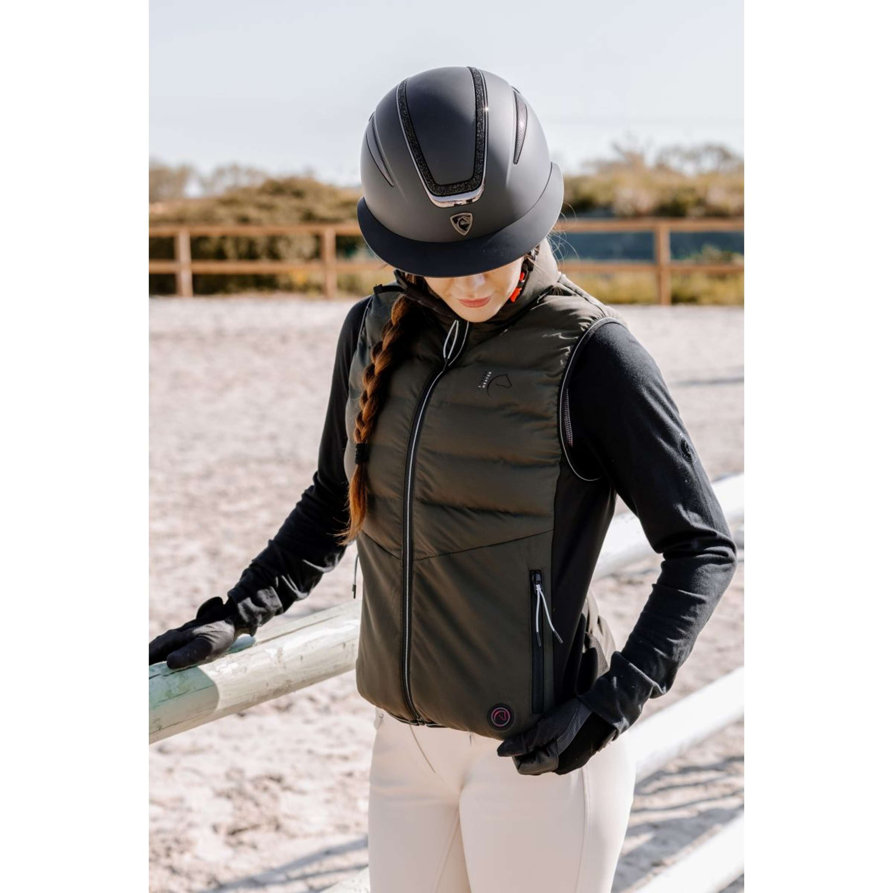 EQUITHÈME Verwarmde Bodywarmer Sasha Kaki