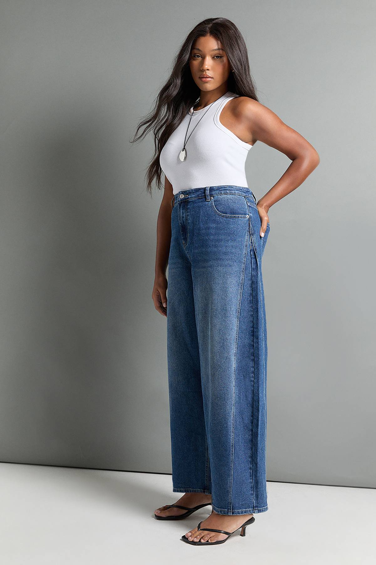 boohoo Le Jean Barrel Taille Haute Plus