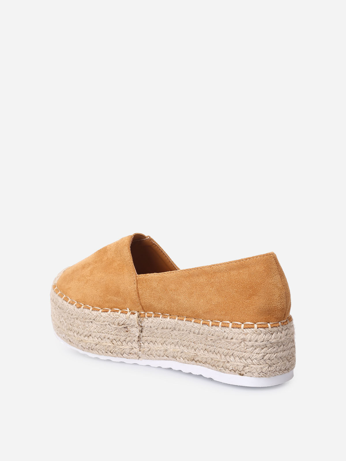 Espadrilles à plateforme en suédine- Camel