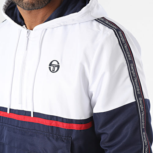 Veste Outdoor Capuche A Bandes Midday 40296 Bleu Marine Blanc