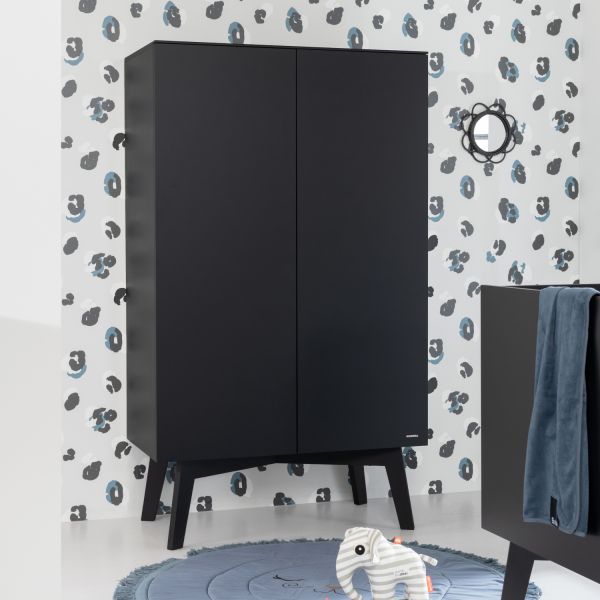 Kidsmill Sixties Kledingkast 2-Deurs Zwart Mat