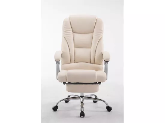 Chaise de bureau - Similicuir & Métal chromé - Crème - Pacific
