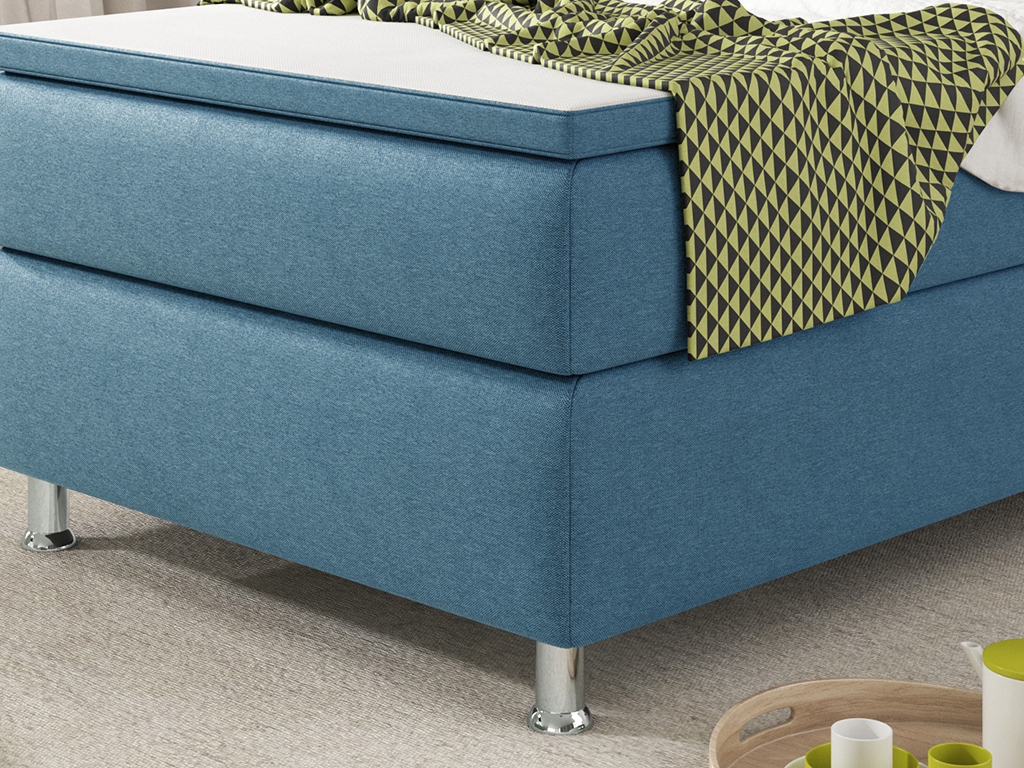 Boxspringbett - blau - mit Topper - H3 - 90x200 cm